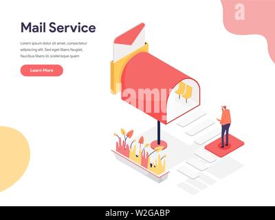 Il servizio di posta elettronica illustrazione del concetto. Vista isometrica design concept di progettazione di pagine web per il sito web e il sito web mobile.illustrazione vettoriale Illustrazione Vettoriale