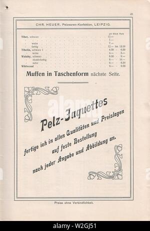 Chr. Heuer, Lipsia, Pelz-Konfektions-Katalog 1908-1909 -53. Foto Stock