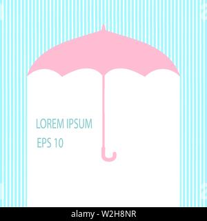 Coperchi ombrelli da pioggia. Immagine concettuale - protezione. Ombrello rosa e blu righe (schizzi di pioggia). Illustrazione Vettoriale
