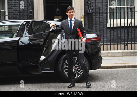 Il segretario di Stato per lo Sviluppo Internazionale Rory Stewart arriva per una riunione del gabinetto a 10 Downing Street, Londra. Foto Stock