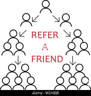 Vector consultare un amico icona in stile lineare. Elemento infografico. Fare riferimento a un amico concetto dei supporti di stampa per la pagina di atterraggio, modello, UI web. Illustrazione Vettoriale