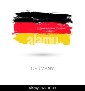 Germania colorato i tratti di pennello dipinte paese nazionale icona bandiera. Dipinto di texture. Illustrazione Vettoriale