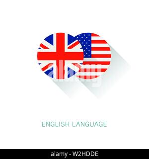 Lingua inglese USA icona bandiera del Regno Unito Illustrazione Vettoriale