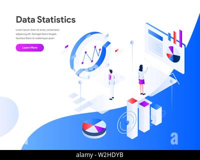 Statistiche dati illustrazione isometrica concetto. Appartamento moderno concetto di design della pagina web design per il sito web e il sito web mobile.illustrazione vettoriale EPS 1 Illustrazione Vettoriale