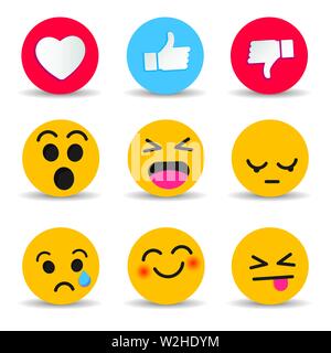 Set di Emoticon sociale le reazioni dei media Illustrazione Vettoriale