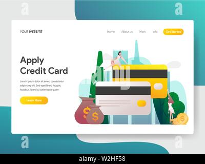 Landing page template di applicare la Carta di Credito illustrazione del concetto. Appartamento moderno concetto di design della pagina web design per il sito web e il sito web mobile.Vettore i Illustrazione Vettoriale