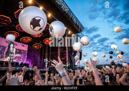 Oslo, Norvegia - 27 giugno 2019. La American rock band Kiss esegue un concerto dal vivo durante il norvegese music festival tonnellate di roccia 2019 a Oslo. (Photo credit: Gonzales foto - Terje Dokken). Foto Stock