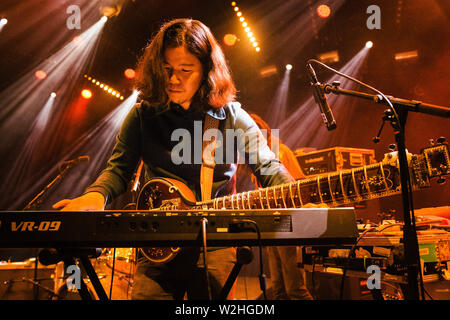 Roskilde, Danimarca. Luglio 07th, 2019. La band psichedelica giapponese Kikagaku Moyo suona un concerto dal vivo durante il festival di musica danese Roskilde Festival 2019. (Photo credit: Gonzales Photo - Malthel Ivarsson). Foto Stock