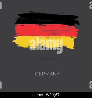 Germania colorato i tratti di pennello dipinte paese nazionale icona bandiera. Dipinto di texture. Illustrazione Vettoriale