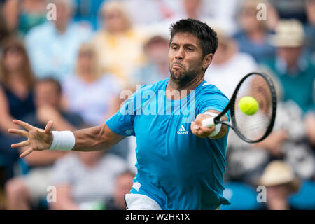 Fernando Verdasco di Spagna giocando diretti contro John Millman dell Australia a valle della natura International 2019, Devonshire Park, Eastbourne - Engla Foto Stock