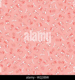 Vector Coral Pink disegnati a mano fiori schema di ripetizione. Adatto per la confezione regalo, tessile e carta da parati. Illustrazione Vettoriale