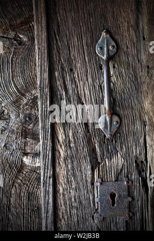 Partrishow chiesa in legno porta in legno di quercia Foto Stock