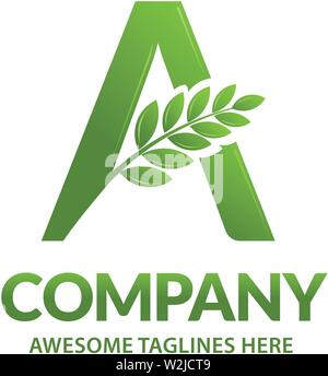 Creative lettera iniziale a con il logo a foglia di concetto vettoriale elemento, lettera di un logo con la foglia di organico Illustrazione Vettoriale