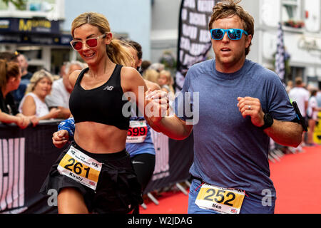 Tenby, Galles. 8 luglio 2019. Maratona del Galles nel terzo giorno di lungo corso Weekend Triathlon in Tenby. Foto Stock