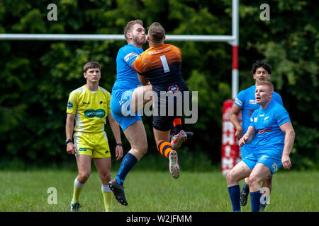 Lancaster Tigers v tutti gli ori a Pontypool Regno RFC in RFL Conferenza meridionale il 18 maggio 2019. Lewis Mitchell/AGRL Foto Stock