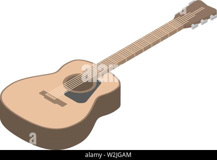 Icona a forma di chitarra, stile isometrico Illustrazione Vettoriale