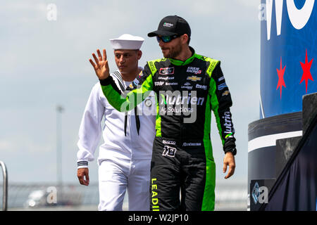 Joliet, IL, Stati Uniti - Giugno 29, 2019: Ross Chastain essendo introdotto prima di NASCAR serie XFinity Camping mondo 300 gara. Foto Stock