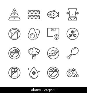 Dieta Ketogenic icon set.illustrazione vettoriale Illustrazione Vettoriale