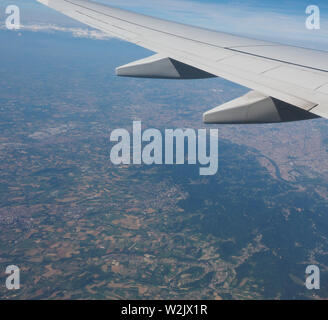 Vista aerea della provincia di Torino in Piemonte vicino aeroporto di Torino Caselle Foto Stock