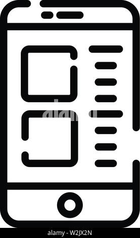 Smartphone icona della tossicodipendenza, stile contorno Illustrazione Vettoriale