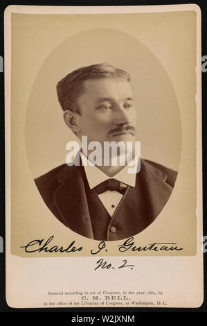 Charles J. Guiteau, assassino di U.S. Presidente Garfield, testa e spalle ritratto preso in prigione, Washington DC, USA, fotografia di Charles Milton Bell, 6 febbraio 1882 Foto Stock