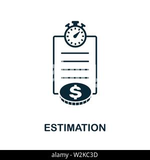 Simbolo dell'icona del vettore di stima. Segno creativo dalla collezione Agile Icons. Icona di stima piatta riempita per computer e dispositivi mobili Illustrazione Vettoriale