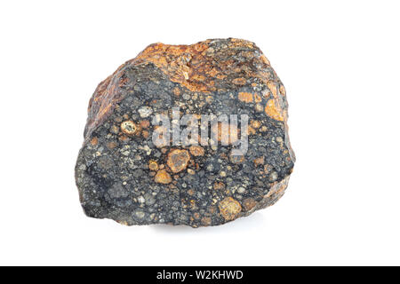 Chondrite carbonioso Meteorite sezione (CV3) formata mediante accrescimento di polvere, grani piccoli e calcio-alluminio-righ inclusioni (CAIS) nell'earl Foto Stock