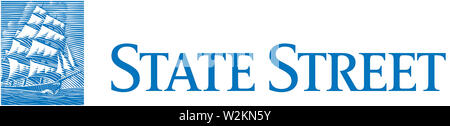 Logo della American fornitore di servizi finanziari State Street Corporation con sede a Boston - STATI UNITI D'AMERICA. Foto Stock
