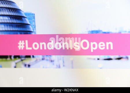 Sito web ufficiale del sindaco di Londra, Sadiq Khan, e il 25 London Assembly membri. Sito web con hashtag Londra è aperto. Foto Stock