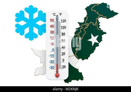 Il freddo estremo in Pakistan concetto. 3D rendering isolati su sfondo bianco Foto Stock