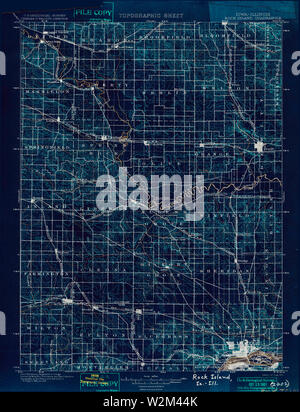 USGS TOPO Map Iowa IA Isola di roccia 175433 1901 125000 Restauro invertito Foto Stock