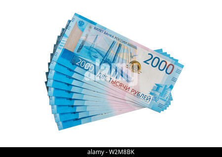 Pack di nuove fatture vale la pena due mila rubli Foto Stock