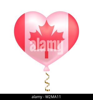 Bandiera del Canada a forma di cuore. illustrazione vettoriale. Illustrazione Vettoriale
