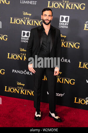 Hollywood, California, Stati Uniti d'America 9 luglio 2019 cantante Marco Mengoni assiste la Premiere mondiale di Disney's "Il Re Leone" il 9 luglio 2019 in Dolby Theater a Hollywood, California, Stati Uniti d'America. Foto di Barry re/Alamy Live News Foto Stock