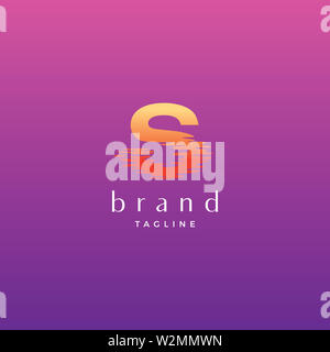 Lettera S sunset vibe moderno design logo logo, modello per bar, ristorante, hotel villa resort. Foto Stock