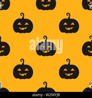 Zucche di Halloween Jack O lanterne seamless pattern. Illustrazione Vettoriale Illustrazione Vettoriale
