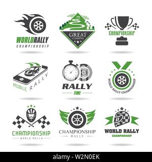 Rally icona impostare, icone dello sport Illustrazione Vettoriale