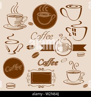 Elementi di caffè Illustrazione Vettoriale