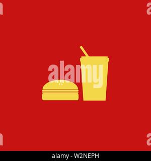Il fast food icona. Burger e bere icone. Vettore Illustrazione Vettoriale