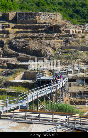 Vecchie saline, Añana, sale Valley, Alava, Paesi Baschi in Spagna, Europa Foto Stock