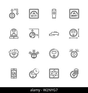 Robot Aspirapolvere outline set di icone - simbolo nero su sfondo bianco. Robot Aspirapolvere illustrazione semplice simbolo - rivestiti di semplicità di segno. Illustrazione Vettoriale