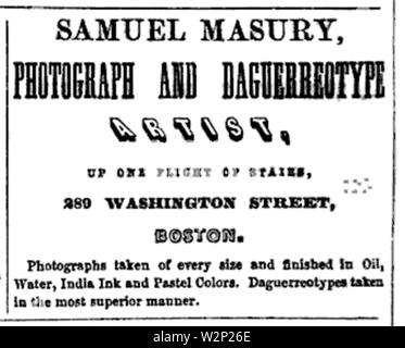 1858 Samuel Masury annuncio Directory di Boston Foto Stock