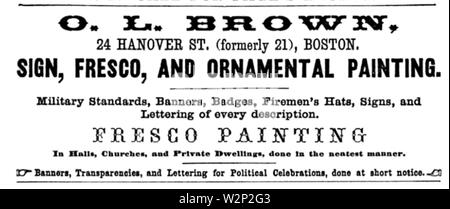 1861 Brown advert Hanover Street Directory di Boston Foto Stock