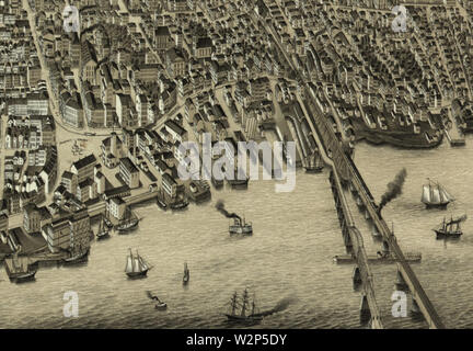 1880 mappa NewburyportMA byBigelow BPL M8703 dettagli 1 Foto Stock