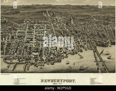 1880 mappa NewburyportMA byBigelow BPL M8703 Foto Stock