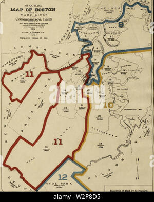 1901 Boston dettaglio del Massachusetts distretti congressuali mappa BPL 12688 Foto Stock