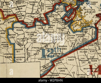 1901 District 12 dettaglio del Massachusetts distretti congressuali mappa BPL 12688 Foto Stock