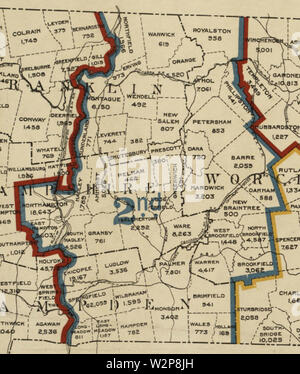 1901 District 2 Dettaglio del Massachusetts distretti congressuali mappa BPL 12688 Foto Stock