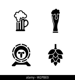 La birra. Semplice vettore relativi set di icone per i video, applicazioni mobili e siti Web, stampare progetti e il vostro design. Piatto nero illustrazione su sfondo bianco. Illustrazione Vettoriale