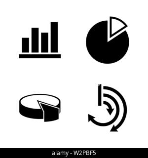 Diagramma grafici. Semplice vettore relativi set di icone per i video, applicazioni mobili e siti Web, stampare progetti e il vostro design. Piatto nero illustrazione su bianco Ba Illustrazione Vettoriale